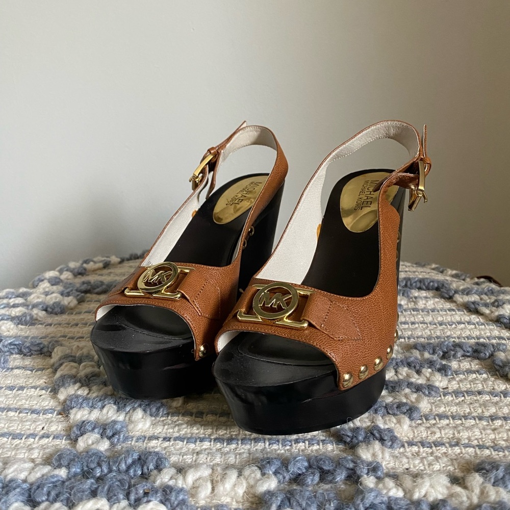Brand new Michael Kors leather wedges
